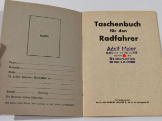 "Taschenbuch für den Radfahrer" blanko, Druckvermerk 1940, 48 Seiten