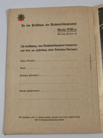 "Görings Bekenntnis zum Reichsluftschutzbund", datiert 1935, 24 Seiten, gebraucht, DIN A5