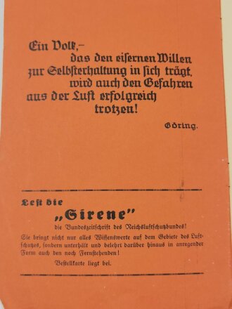 "Leitfaden für den Selbstschutz", datiert 1935, 12 Seiten, gebraucht, DIN A5