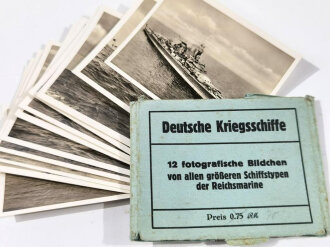 Deutsche Kriegsschiffe - 12 fotografische Bildchen von allen größeren Schiffstypen der Reichsmarine