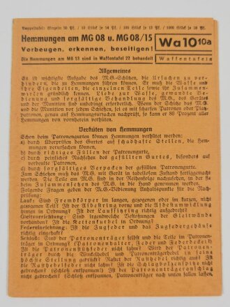 Waffentafel Wa10-10a "Hemmungen am MG 08 u. MG...
