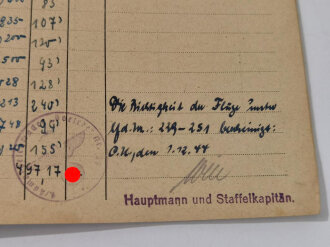 Flugbuch eines Gefreiten der Luftwaffe ab 1943 bis Oktober 1944, insgesamt 251 Flüge, viele Feindflüge auf He111