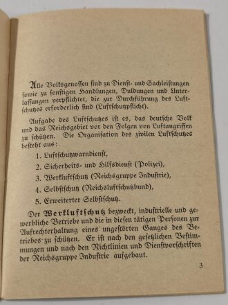 "Merkbatt über Luftschutzmäßiges Verhalten für Mitglieder der Auffüllungsgruppe von Werkluftschutzbetrieben, DIN A6, 23 Seiten