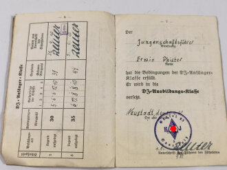 Schießbuch des Deutschen Jungvolks eines Jungenschaftsführer aus Frankenthal, Schießjahr 1940, DJ Schießauszeichnung verliehen