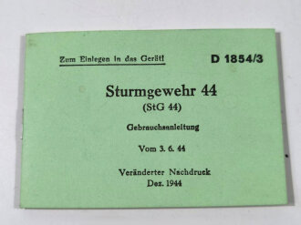 D 1854/3 Strumgewehr 44 (StG 44) Gebrauchsanleitung, REPODUKTION, 16 Seiten, unter DIN A6