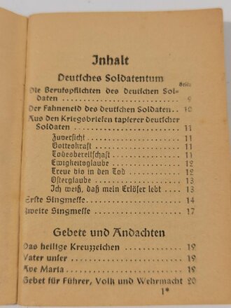 Katholisches Feldgesangbuch, datiert 1939, 95 Seiten, Kleinformat, gebraucht