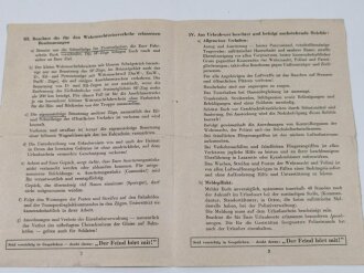 Luftgaukommando Belgien-Nordfrankreich II B "Merkbatt für das Verhalten der Luftwaffen-Angehörigen auf Urlaub", DIN A5