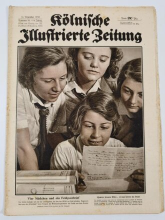 Kölnische Illustrierte Zeitung, Nummer 50, datiert 14. Dezember 1939, "Vier Mädchen und ein Feldpostbrief",  über DIN A4