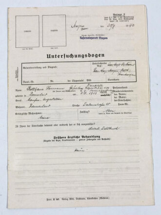 Konvolut eines Antrag auf Erteilung der Heiratserlaubnis eines Gefreiten aus dem Luftgaupostamt Frankfurt/Main, datiert 1940