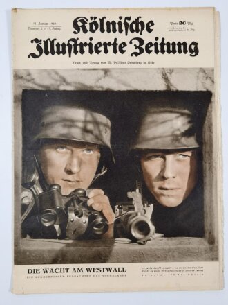 Kölnische Illustrierte Zeitung, Nummer 2, datiert 11. Januar 1940, "Die Wacht am Westwall",  über DIN A4