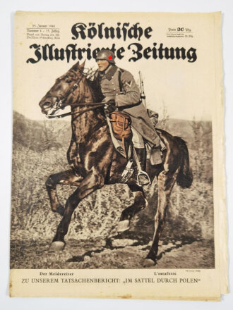 Kölnische Illustrierte Zeitung, Nummer 4, datiert 25. Januar 1940, "Der Meldereiter",  über DIN A4