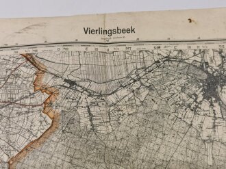 "Vierlingsbeek" Stabskarte der Niederlande 1 : 50000 für die Wehrmacht, fleckig und gefaltet