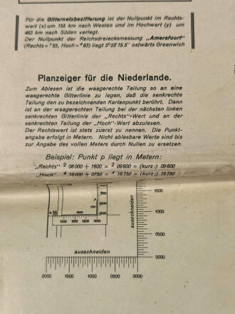 "Vierlingsbeek" Stabskarte der Niederlande 1 : 50000 für die Wehrmacht, fleckig und gefaltet