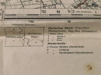 "Vierlingsbeek" Stabskarte der Niederlande 1 : 50000 für die Wehrmacht, fleckig und gefaltet