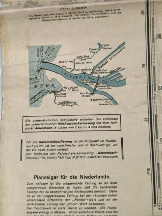 "Vierlingsbeek" Stabskarte der Niederlande 1 : 50000 für die Wehrmacht, fleckig und gefaltet