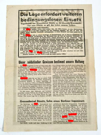 Wacht im Südosten, Frontzeitung für alle Wehrmachtteile,  Sonderausgabe 2. Mai 1945, "Der Führer gefallen"