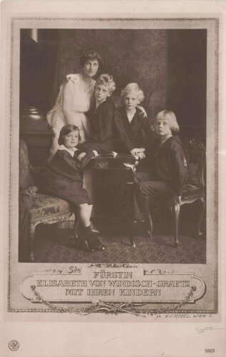 1. Weltkrieg, Ansichtskarte "Fürstin Elisabeth von Windisch-Graetz mit ihren Kindern"