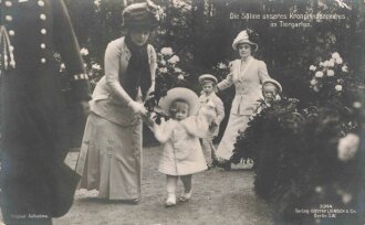 1. Weltkrieg, Ansichtskarte "Die Söhne unseres Kronprinzenpaares im Tiergarten"