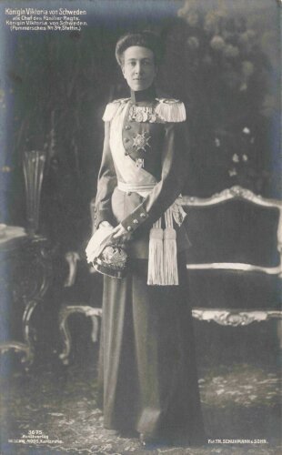 1. Weltkrieg, Ansichtskarte "Königin Viktoria von Schweden als Chef des Füsilier Regts."