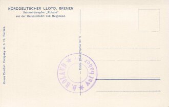 1. Weltkrieg, Ansichtskarte "Norddeutscher Lloyd Bremen - Schnelldampfer Roland vor der Hafeneinfahrt von Helgoland"