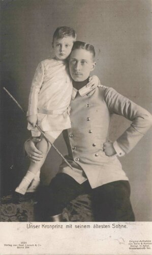 1. Weltkrieg, Ansichtskarte "Unser Kronprinz mit seinem ältesten Sohne"