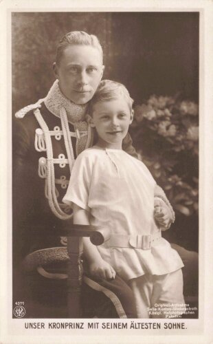 1. Weltkrieg, Ansichtskarte "Unser Kronprinz mit seinem ältesten Sohne"