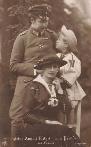 1. Weltkrieg, Ansichtskarte "Prinz August Wilhelm von Preußen mit Familie"