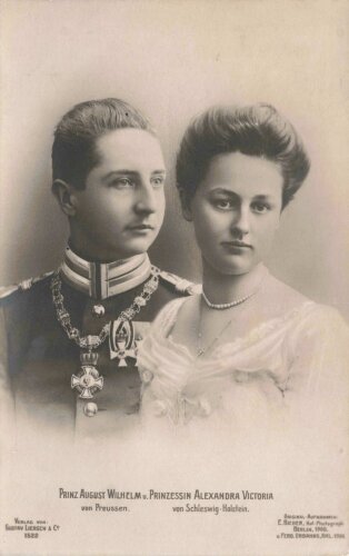 1. Weltkrieg, Ansichtskarte "Prinz August Wilhelm von Preussen und Prinzessin Alexandra Victoria von Schleswig-Hostein"