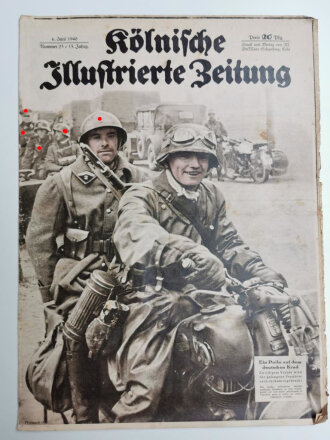 Kölnische Illustrierte Zeitung, Nummer 23, datiert 6. Juni 1940, "Ein Poilu auf dem deutschen Krad"