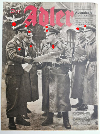 Der Adler Ausgabe V "Im Invasionsgebiet, Generalfeldmarschall Rommel bei einer Lagebesprechnung mit Fallschirmjägern", 1. Juli-Heft 1944