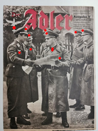 Der Adler Ausgabe V "Im Invasionsgebiet, Generalfeldmarschall Rommel bei einer Lagebesprechung mit Fallschirmjägern", 1. Juli-Heft 1944