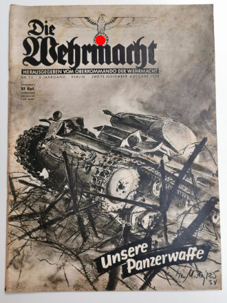 Die Wehrmacht "Unsere Panzerwaffe", 2. Jahrgang Nr. 22 Zweite November-Ausgabe 1938