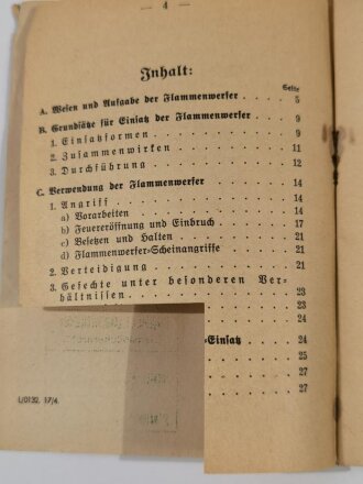 Merkblatt 29-18 "Einsatz und Verwendung von Flammenwerfern" von 9.11.43, 28 Seiten, DIN A6