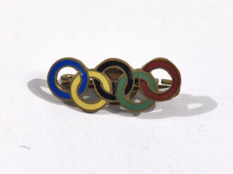 Olympiade 1936, Olympische Ringe als Anstecknadel, Breite 21mm