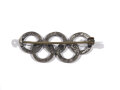 Olympiade 1936, Olympische Ringe als Anstecknadel, Breite 32mm