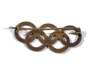Olympiade 1936, Olympische Ringe als Anstecknadel, Breite 37mm