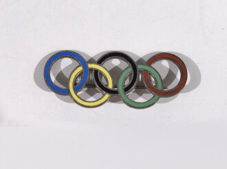 Olympiade 1936, Olympische Ringe als Anstecknadel, Breite 44mm