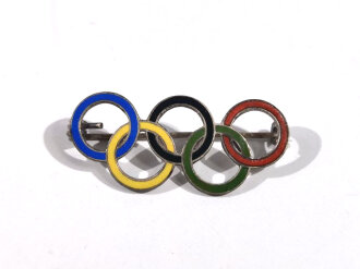 Olympiade 1936, Olympische Ringe als Anstecknadel, Breite 32mm