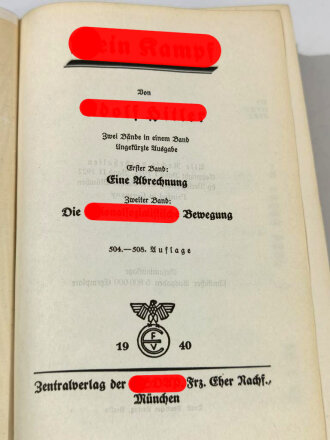 Adolf Hitler "Mein Kampf" Blaue "Volksausgabe" von 1940