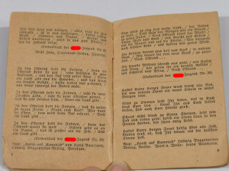 "Pflichtlieder der Hitler-Jugend" herausgegeben von der Kulturabteilung des Gebietes und des Obergaues Hessen-Nassau (13), 30 Seiten, Din A6