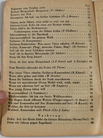 Das neue Soldaten-Liederbuch, Textbuch mit Melodien 2 stimmig, Heft 1, 80 Seiten, gebraucht