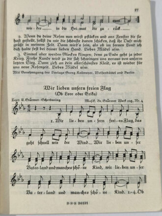 Das zweite neue Soldaten-Liederbuch, Textbuch mit Melodien 2 stimmig, 74 Seiten, gebraucht