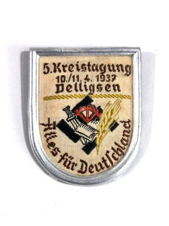 Gewebtes Blechabzeichen, 5. Kreistagung 10/11.4.1937 Delligsen, Alles für Deutschland