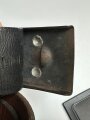 Preussen, Koppel für Mannschaften zum Waffenrock. Messingkasten angelaufen,  an Lackleder Koppelriemen. Gesamtlänge 94cm