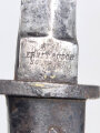 1.Weltkrieg, Grabendolch mit Blechprägegriff von Busch Solingen.  Scheide Originallack, Kammerstück mit gereinigter Klinge