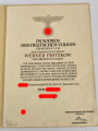 Adolf Hitler, eigenhändige Unterschrift auf großformatiger Ernennungsurkunde zum Oberstintendant, datiert 1943. Guter Zustand, in der eierschalfarbenen Mappe