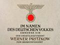 Adolf Hitler, eigenhändige Unterschrift auf großformatiger Ernennungsurkunde zum Oberstintendant, datiert 1943. Guter Zustand, in der eierschalfarbenen Mappe