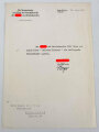 Glückwunsch Urkunde zur " Goldenen Hochzeit " mit gedruckter Unterschrift von Adolf Hitler.  Mit Versandumschlag und Anschreiben , datiert 1943
