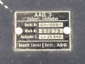 Luftwaffe Antennenanpassgerät AAG2 (Schleppantenne) Ln 26545 für FuG 10. Originallack, Funktion nicht geprüft