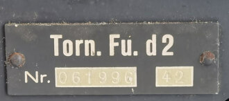 Tornister Funkgerät Torn. Fu.d2 der Wehrmacht datiert 1942. Gehäuse überlackiert, sonst Originallack, Funktion nicht geprüft